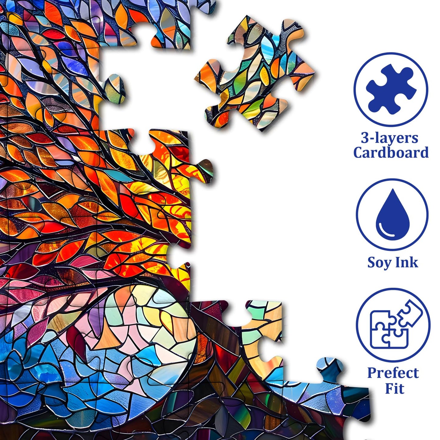 Pickforu Stained Glass Puzzle Tree Of Life Puzzles For Adults 1000 Pieces, Impossible Hard Difficult Challenging Puzzles For Adults, Colorful Mosaic Tree Of Life Jigsaw Puzzle 1000 Pieces