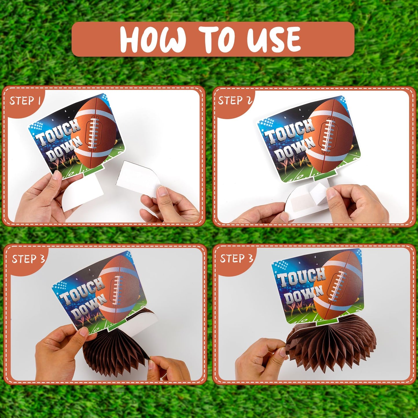 10 Pcs Football Party Decorations Football Honeycomb Centerpieces Double-Sided Football Table Centerpiece For Football Birthday Party Sports Tailgate Game Party Decorations Supplies Favors