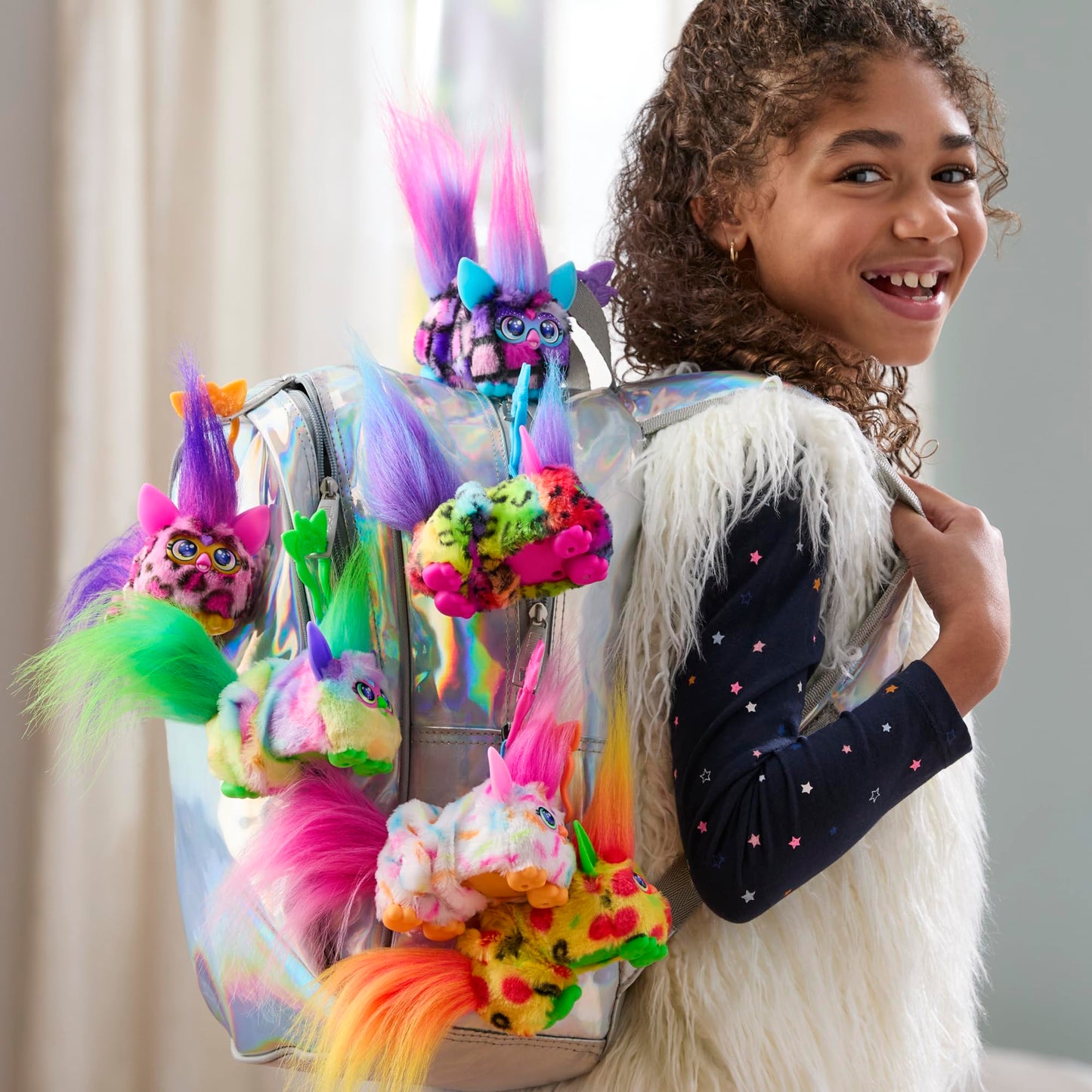 FURBY DJ Furblets Can-Dee-Swirl Mini Electronic Plush Toy with Funny Stretchable Sound Effects & Music, Speaks Furbish, Pink, Bl