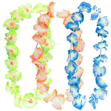 Super Z Outlet Giant Hawaiian Ruffled Simulated Colorful Luau Silk Flower Leis Jumbo Necklaces for Tropical Island Beach Theme P