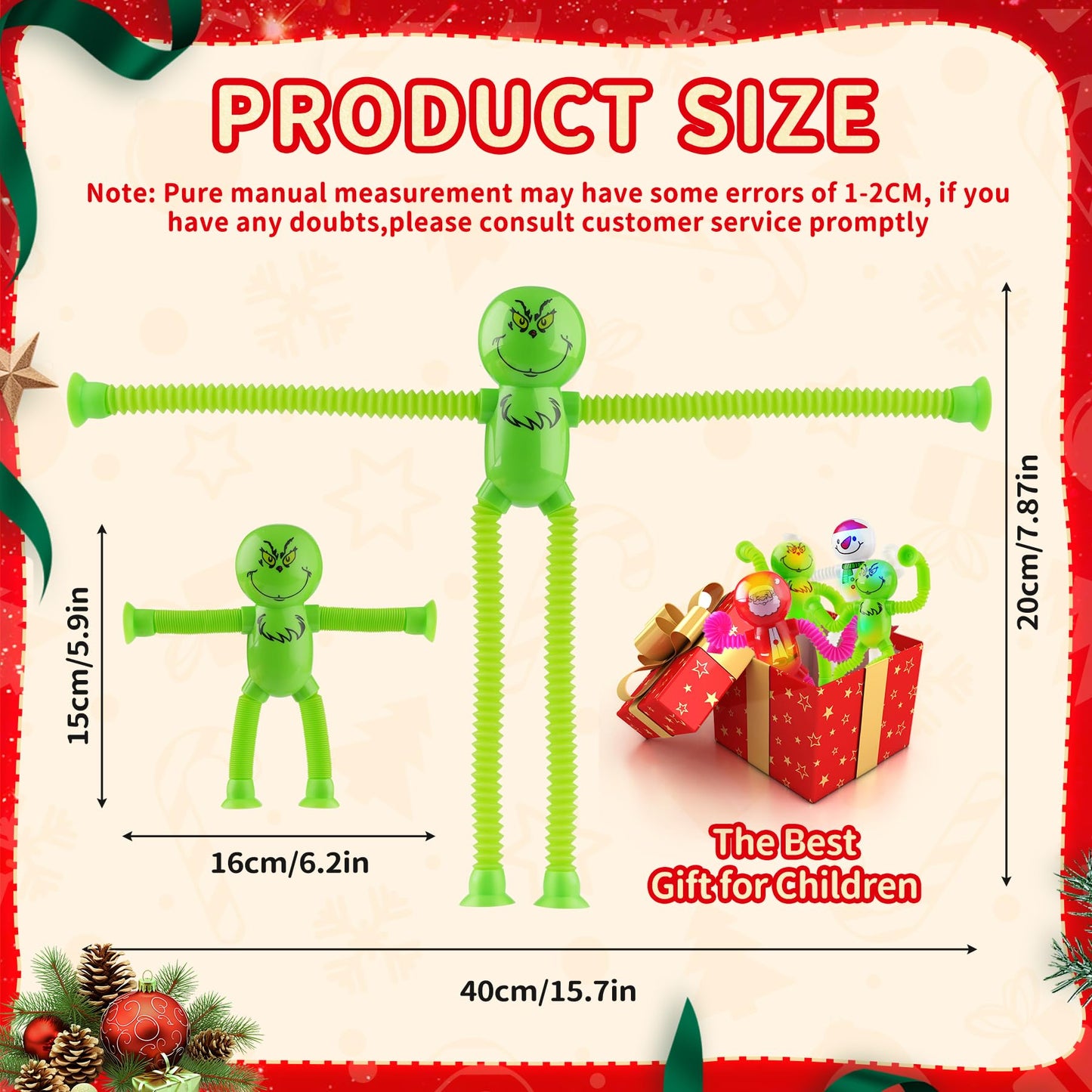 Christmas Led Pop Tubes Sensory Toys,4 Pcs Christmas Fidget Toys For Kids Toddler With Adhd Or Autism,Shape Changing Telescopic