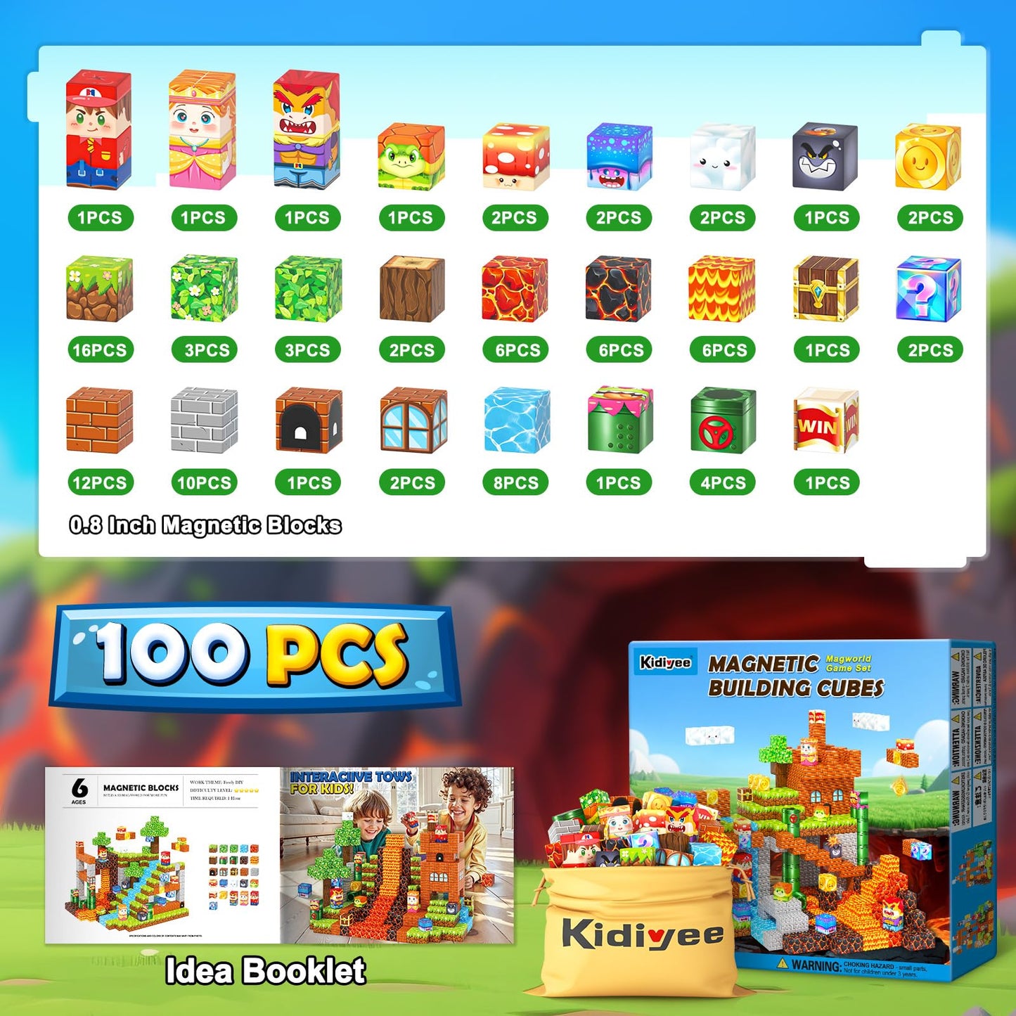 Magnetic Blocks Building Toys Mine Magnet World Game Set for Kids Ages 4-8 5-7 6-8 STEM Sensory Magnetic Toys for Toddlers Gift for 3+ Year Old Boys Girls