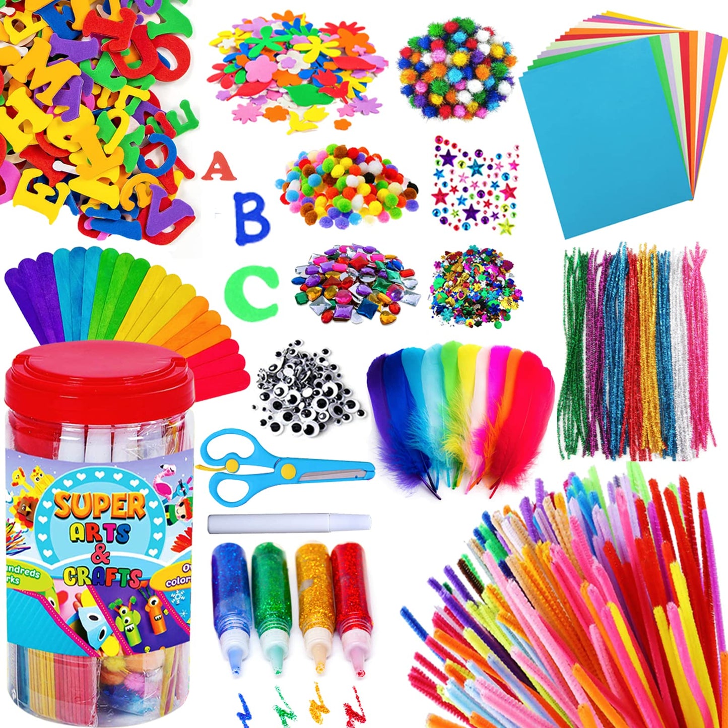 Goody King Arts And Crafts Supplies For Kids - Craft Art Supply Jar Kit For Student Age 4 5 6 7 8 9 10 Year Old Crafting Activity - Collage Arts Set For Toddlers Preschool Diy Classroom Home Project