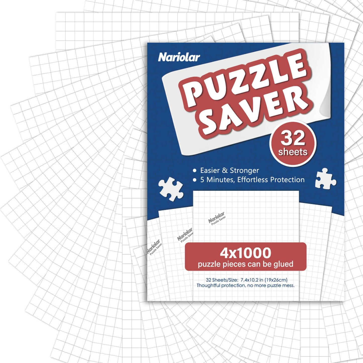 Nariolar Puzzle Glue Sheets, 32 Puzzle Saver Sheets Preserves 4 1000 Pieces Jigsaw Puzzle, Puzzle Saver For Easy Preservation I