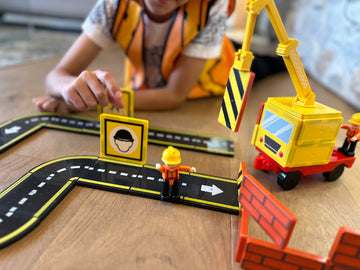 Car Road Track Magnetic Tiles & City Construction Builder Set With Crane And Figures - Stem Building Blocks Toy For Toddler Pres