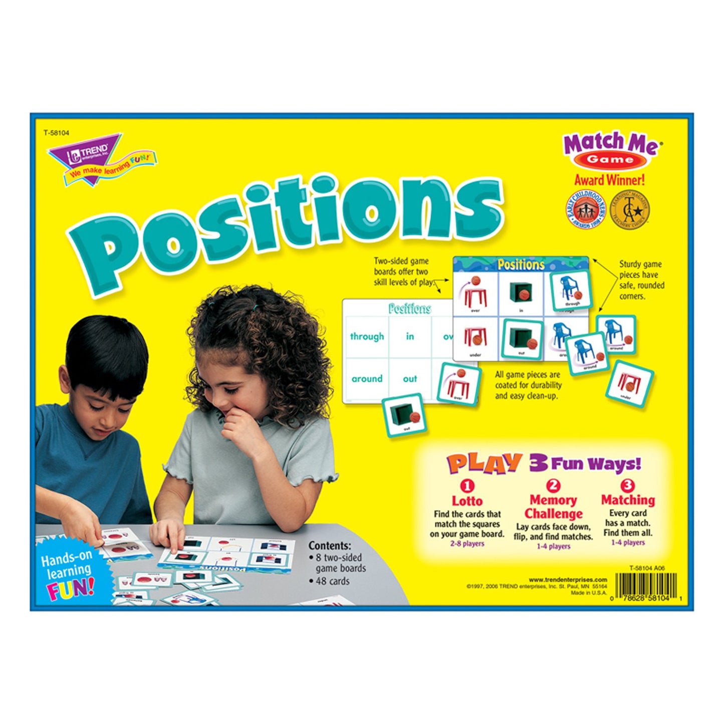 Trend Enterprises: Match Me Game–Positions, Learn 16 Position Concepts And Words, Develop Matching And Memory Skills, Play 3 Different Fun Ways, Ages 3 And Up