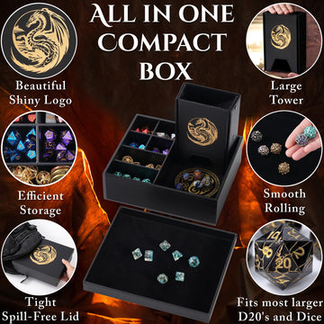Dice Tray and Dice Tower for DND: All-in-One Tray, Storage & Large Tower for Random Rolls - Stores your Sets, Mini's etc, Perfec