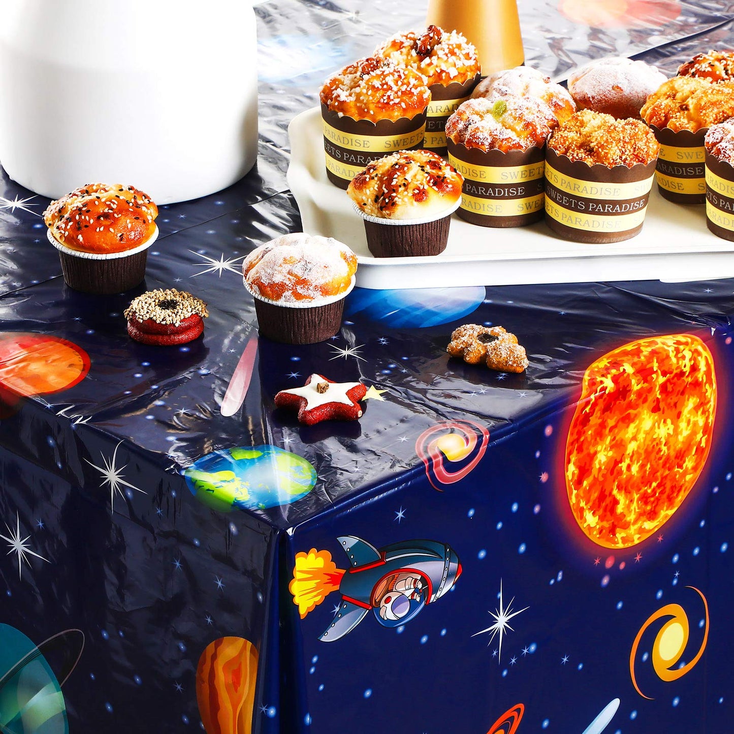 Space Tablecloth Decorations, Plastic Solar System Table Cover Planet Design For Kids Space Theme Birthday Party Decorations And Supplies, 54 X 108 Inch (1 Piece)