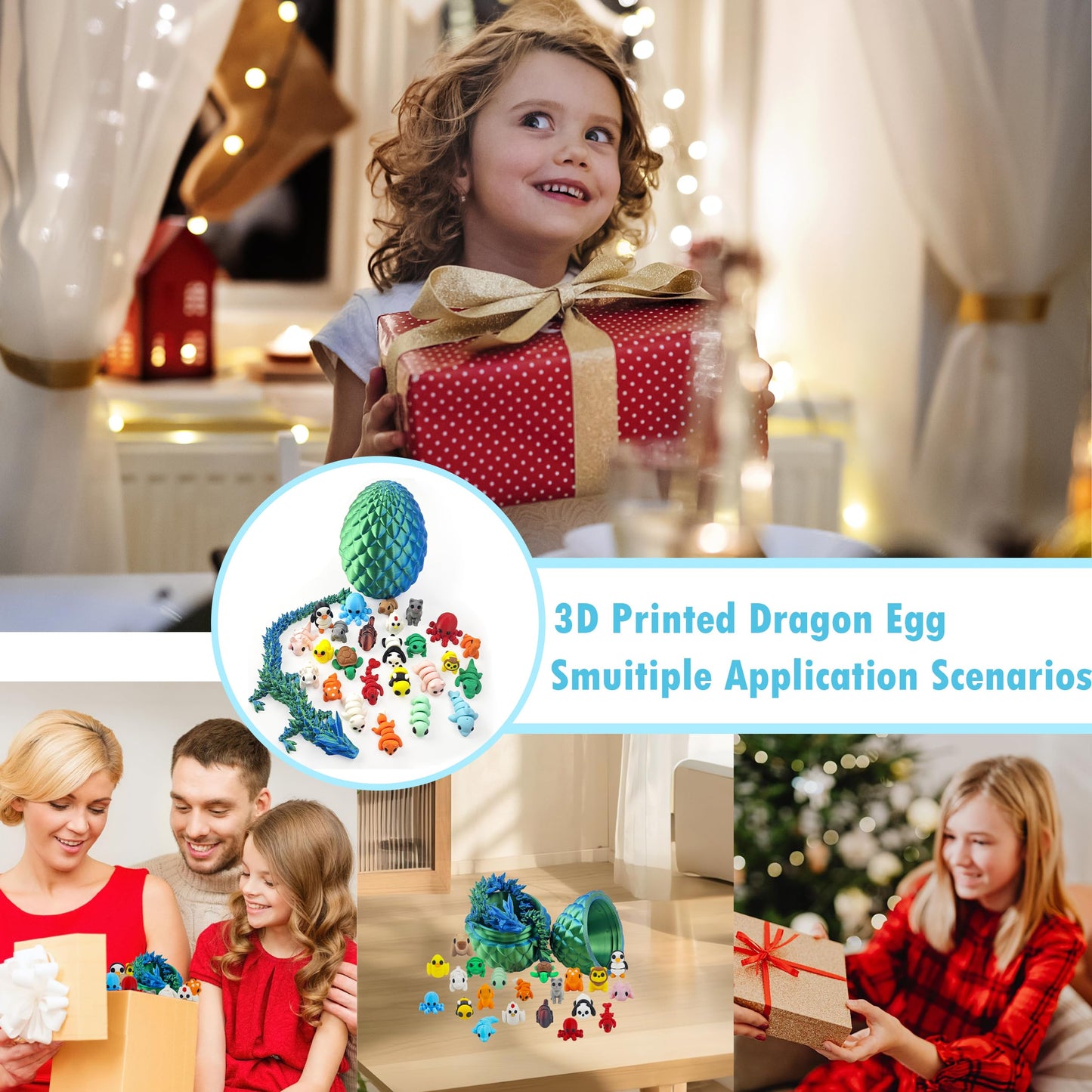 26PCS Mini 3D Printed Animal Figures Set and Dragon Eggs with 12In Dragon Inside enhanced 3D Printed Fidget Toys for Kids Fun Party Favors Unique Collector 's Gift Set Cute Desk Decor