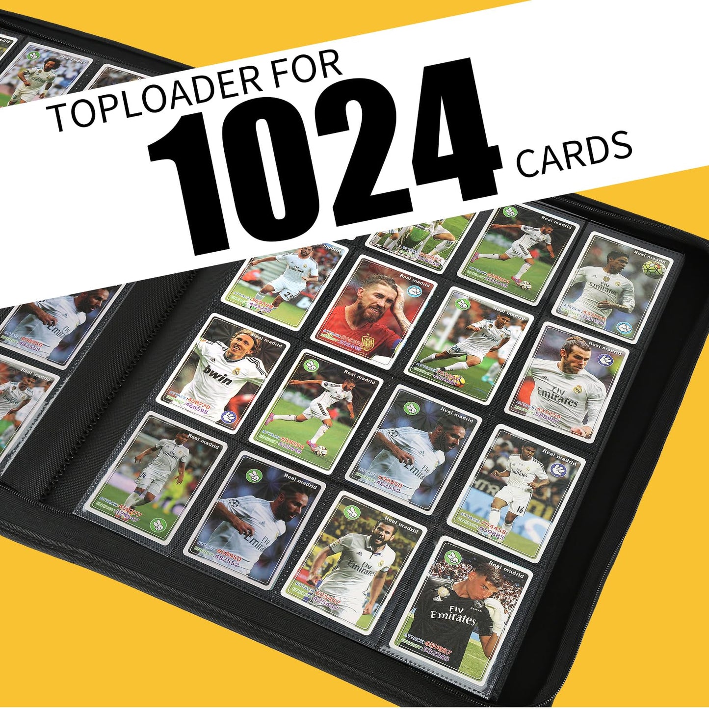 Trading Card Binder 16 Pocket GERMUN PU Cover Card Binder for 1000+ Cards enhanced Trading Card Holder Folders Double Sided Pocket Card Album for MTG TCG (Carbon Black)