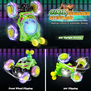 Hymaz Rc Stunt Car for Kids 3 4-7 8-12 Year Old, 4WD Remote Control Car with 360 Flips, 3D Lights & Music, Cool Boys Girls Recha