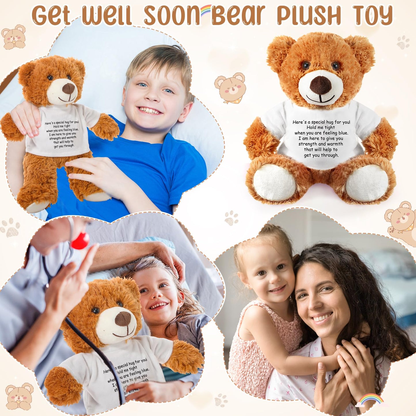 Lenwen a Bear Hug Gift Get Well Soon Bear Sympathy Gift for Women Plush Stuffed Animal Hug Thinking of You Condolences Memorial