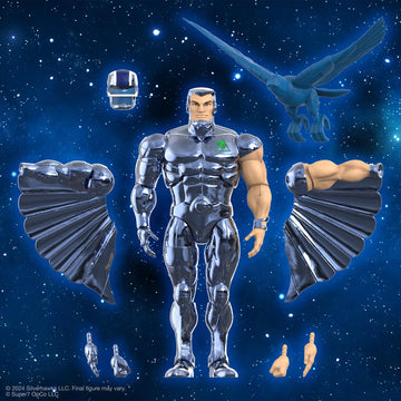 Super7 ULTIMATES! SilverHawks Steelwill (VAC Metal Toy Version) - 7 SilverHawks Action Figure with Accessories Classic Cartoon Collectibles