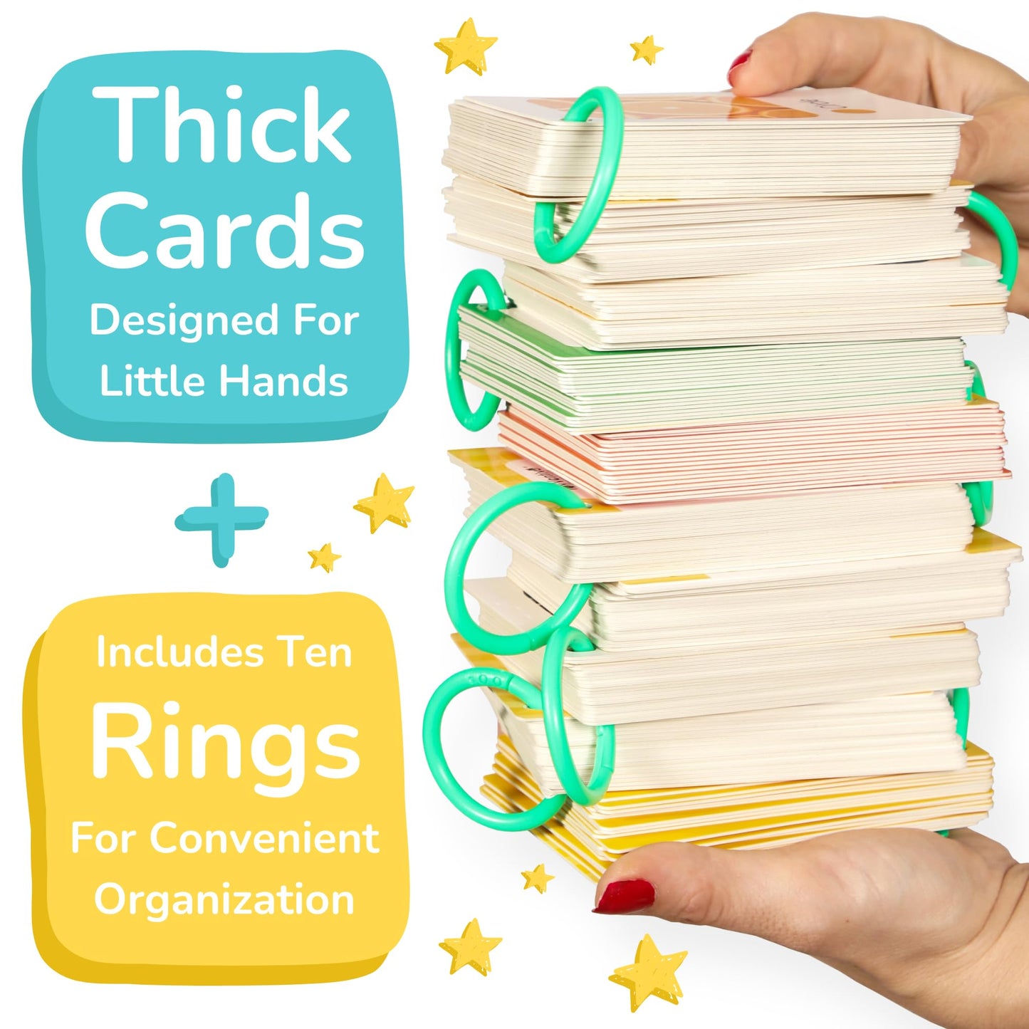 Toyventive First 200 Thick Toddler Flash Cards, 1 2 3 4 Year Old Letter, Number, Color, Animal, Baby Flash Cards Activities, Montessori Toys For Toddlers And Preschool, Toddler Learning Cards