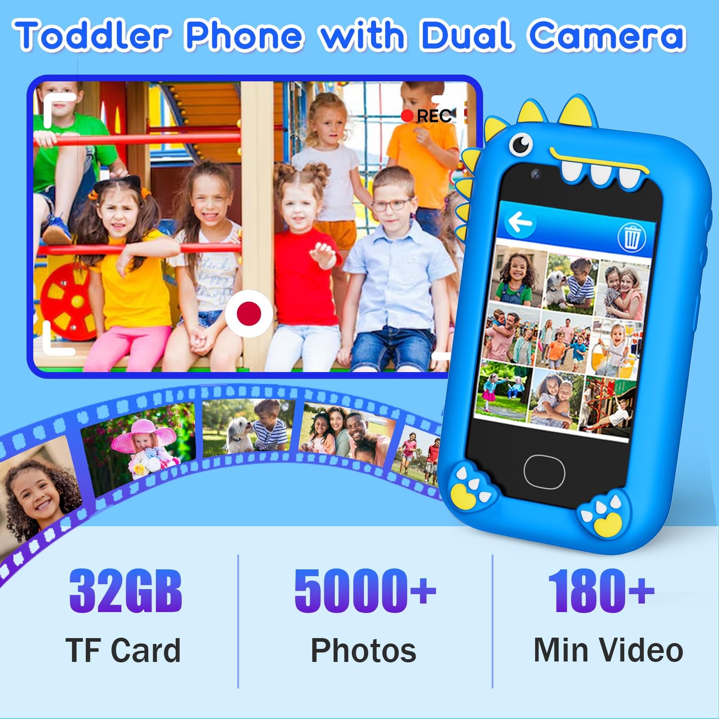 Gocina Kids Smart Phone, Christmas Birthday Gifts For Toddler Age 3-8, Touchscreen Learning Cell Phone Toy With Camera,Music Pla