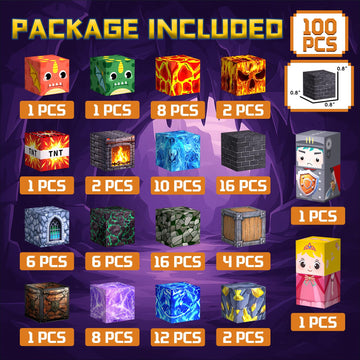 100PCS Magnetic Blocks - Build Mine Magnet World kids Building Toy, Magnetic Tiles Building Blocks Toddler STEM Montessori Toy S