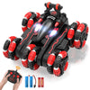 Eulogia Rc Stunt Car With Deformable Wheel Arm, 2 Rechargeable Batteries, Lights, 360 Rotation, One-Key Demo, 2.4Ghz All-Terrain