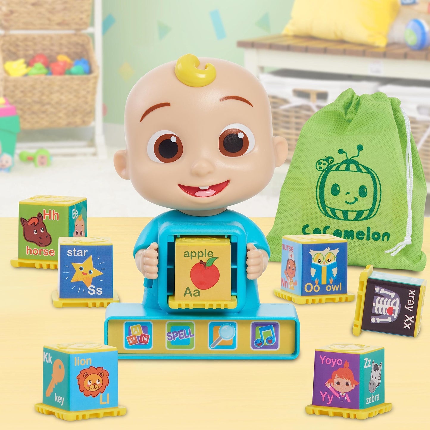 Just Play Cocomelon Jj Phonics Fun Interactive Learning And Education Toy, 4 Modes Of Play, Animal Dance Song, Spelling, 9-Pieces, Kids Toys For Ages 18 Month
