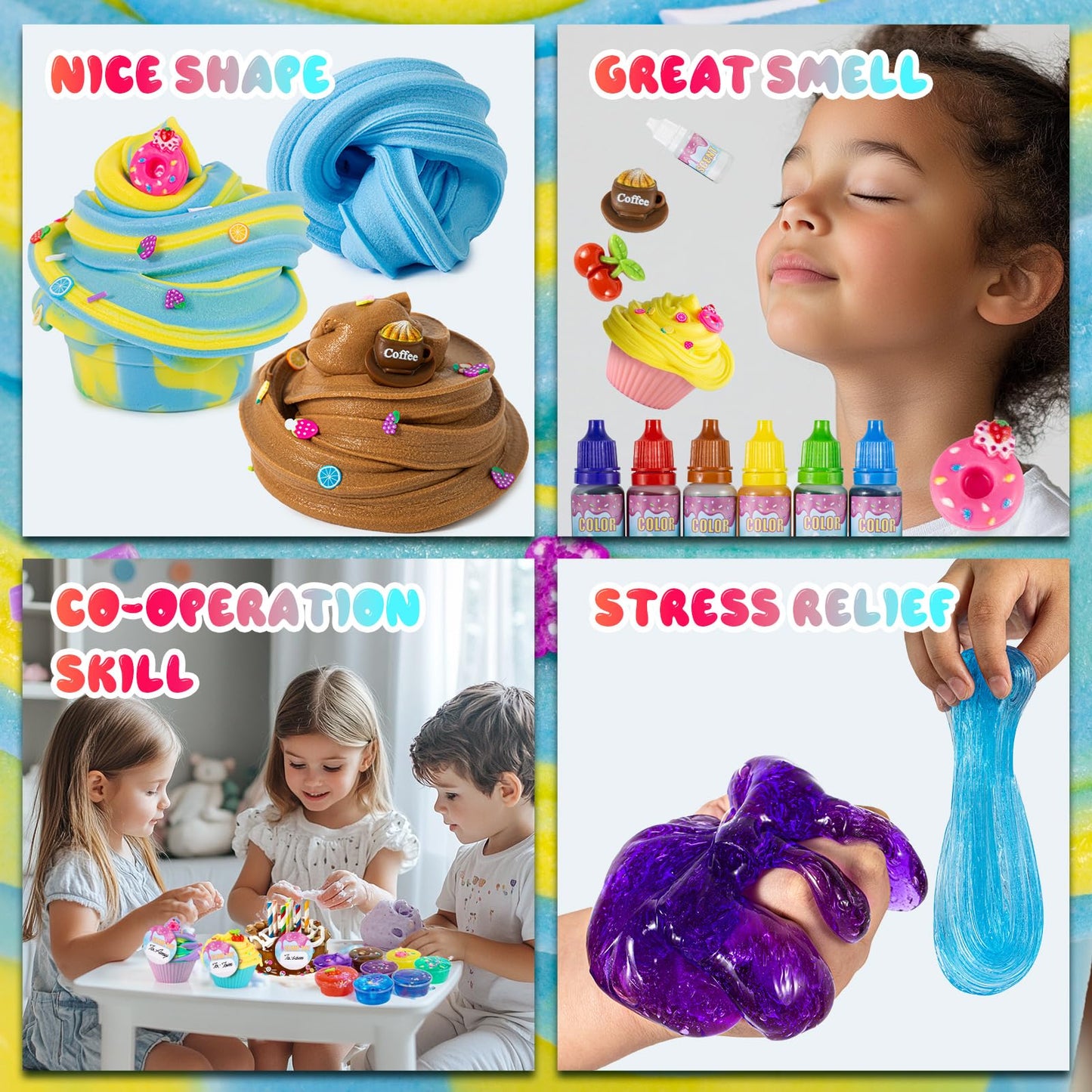 Gxyslm Jumbo Slime Kit For Girls, Party Favors For Kids, Adorable Cake Slime Making Kit To Make Butter Slime, Confetti Slime, Mu