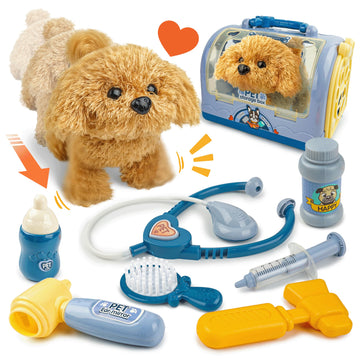 Smilesskiddo Vet Play Sets for Kids - Veterinarian kit for Kids with Interactive Electric Dog and Cage, Doctor Pretent Play Pupp
