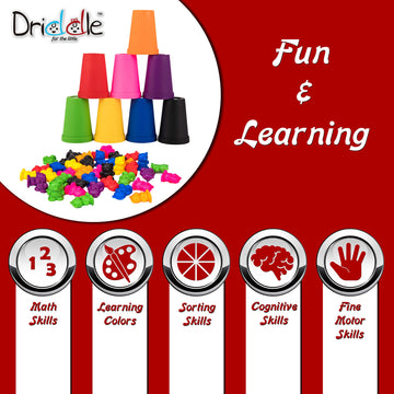 Colorful Counting Bears With Matching Cups - 80 Bears - Sort, Count & Color Recognition Learning Toy For Toddler & Kids - Montessori Education - Preschool Game