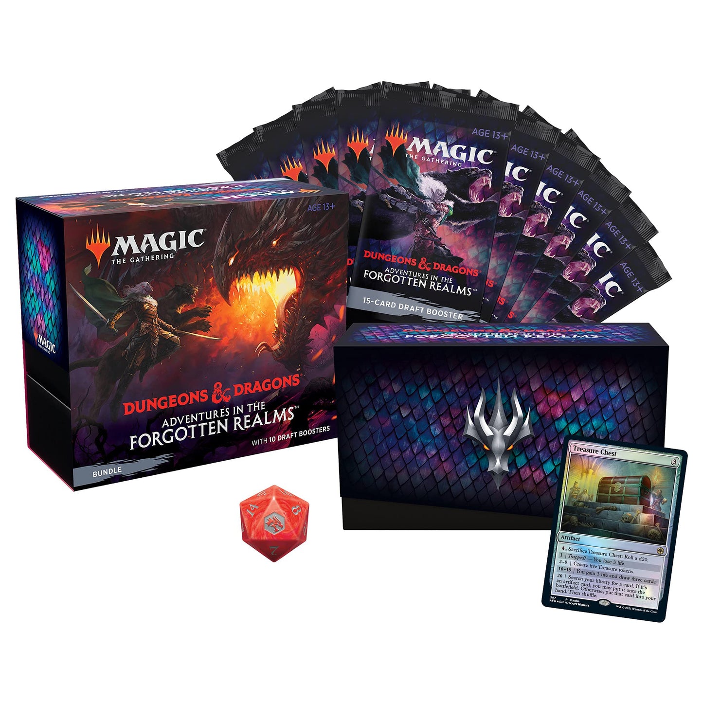 Magic: The Gathering Adventures In The Forgotten Realms Bundle | 10 Draft Boosters (150 Magic Cards) + Accessories