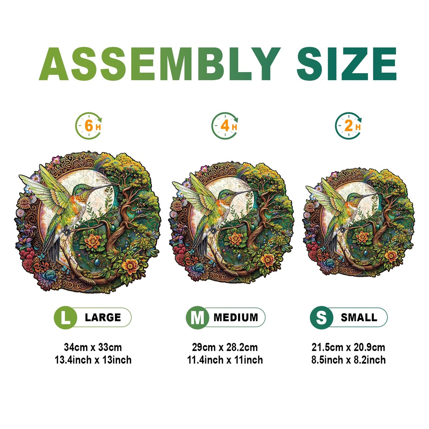 Wooden Hummingbird Puzzles - Unique Shaped Wooden Puzzles For Adults And Kids - Yin Yang Hummingbird Wooden Jigsaw Puzzles - Chr