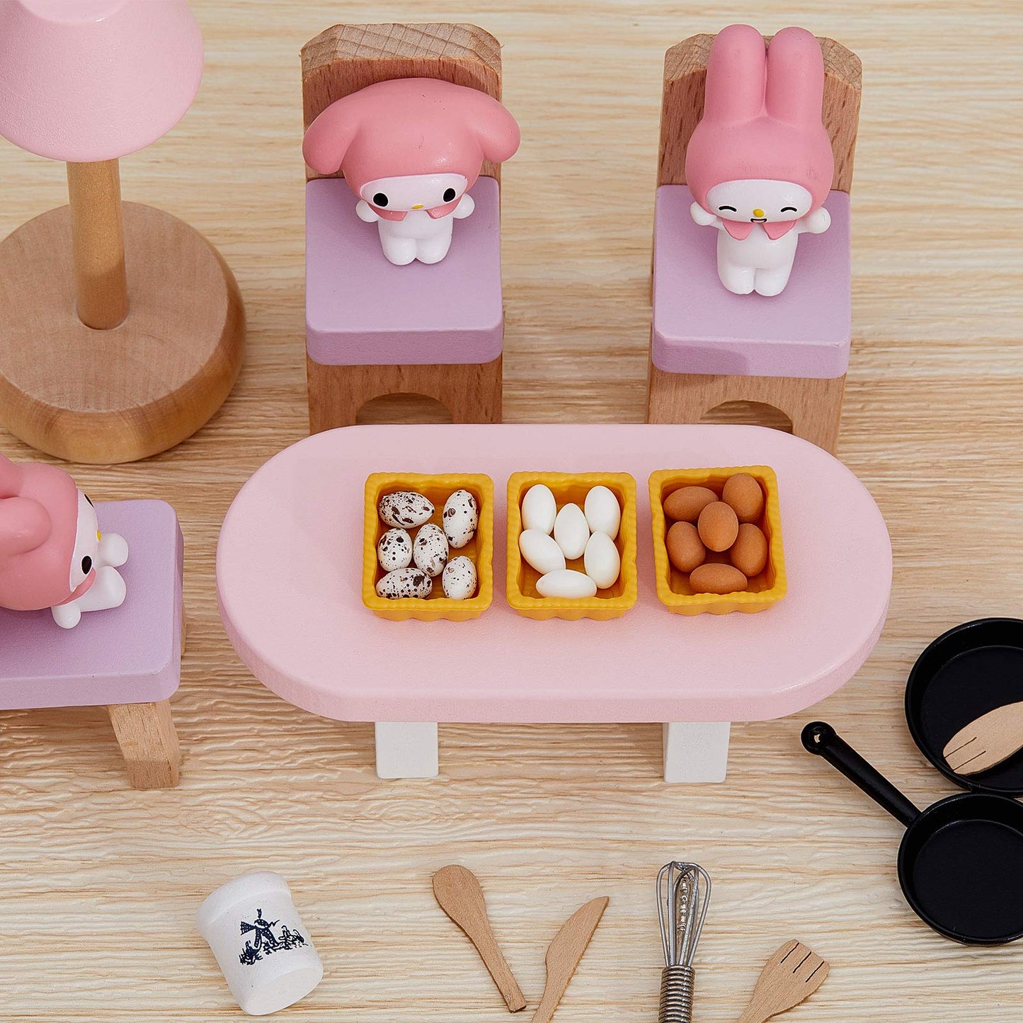 Skylety 28 Pieces 1:12 Dollhouse Kitchen Decorations 6 Pieces Miniature Egg Beater and Utensils with 18 Pieces Mini Egg Models Miniature Food Toy with Pottery Holder Pretend Play Toy