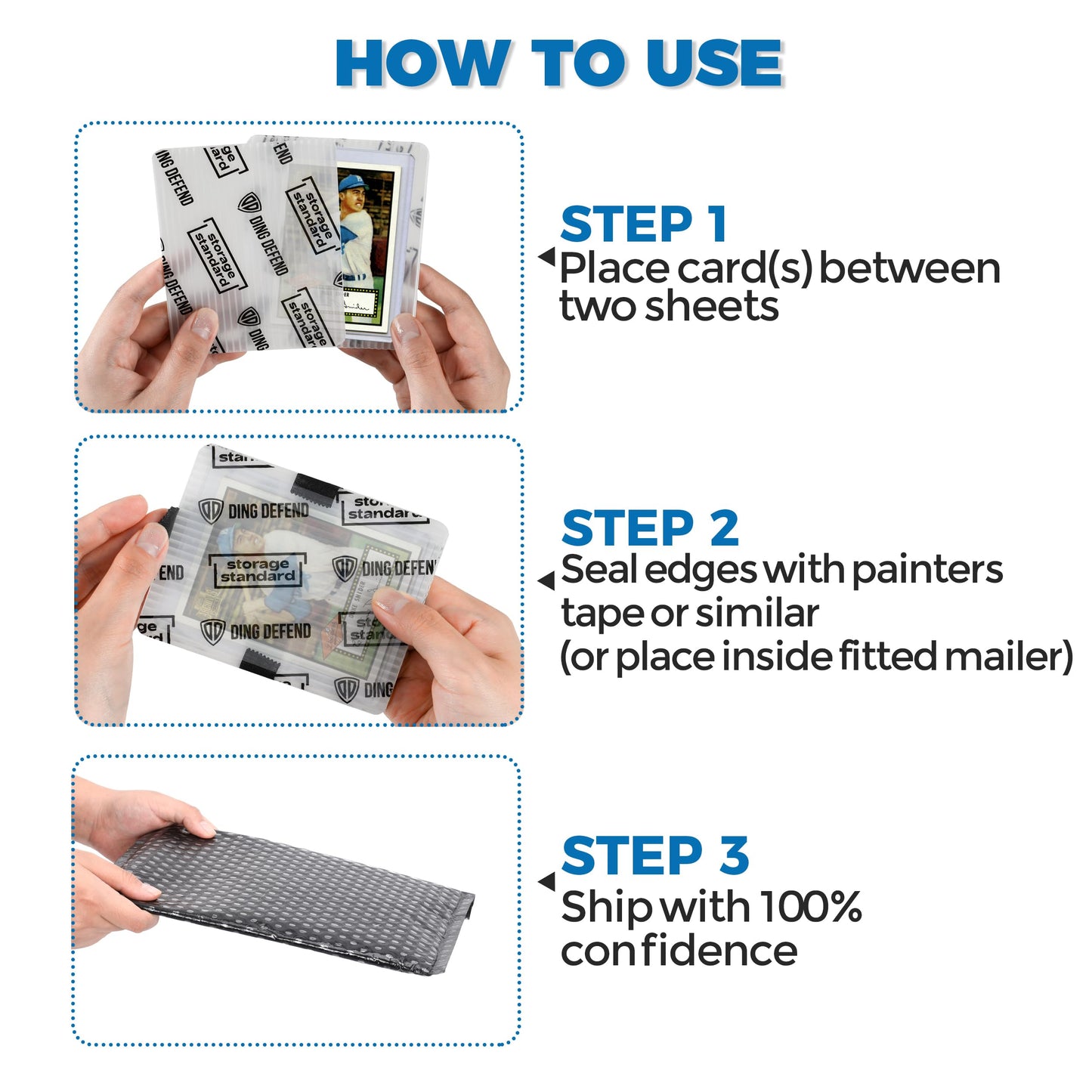 Trading Card Shipping Protectors - enhanced Ultra Strong Plastic Inserts - 110 Pack - 3.5'' x 4.5''