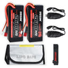 Hosim 2Pcs 2S 7.4V 2600Mah Lipo Battery 25C With 2 Usb Chargers, 1 Battery Bag & 1 Strap For Brushless Rc Car Truck Rc Vehicles