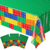 Blue Orchards Brick Table Covers (Pack of 3) - 54x108 XL - Building Blocks Party, Gamer Birthday Party Supplies, Building Blocks