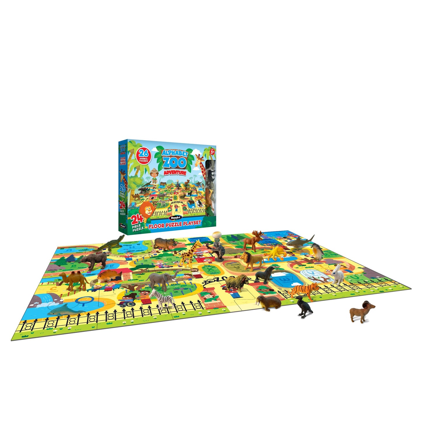 RoseArt Kids Floor Puzzle Playset - Alphabet Zoo Adventure - 24 Piece Jigsaw Puzzle