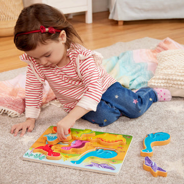 B. Toys- Peek & Explore 4-Pack: Bus, Sea, Space, Dino- Chunky Puzzle 4-Pack – Wooden Puzzles – Sea, Space, Bus, Dinos – 8 Pieces Each – 2 Years +