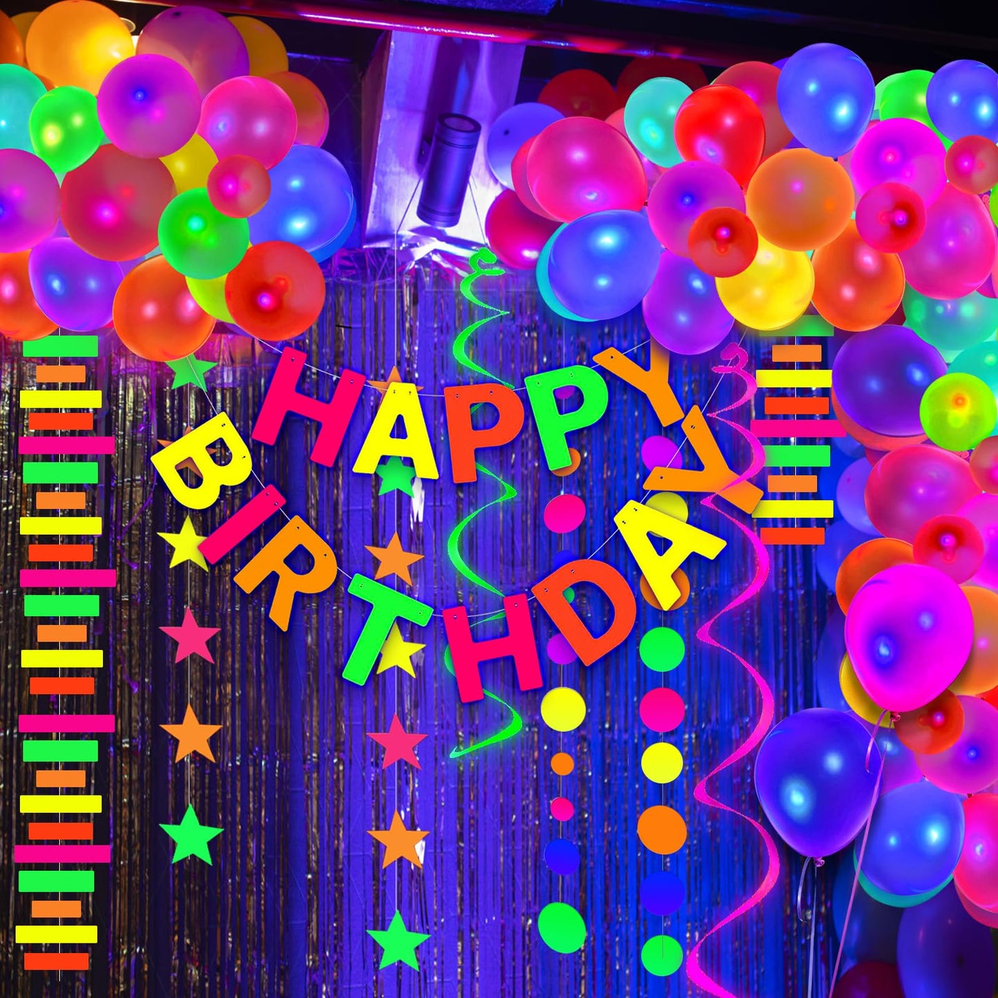 120 Pieces Neon Glow In The Dark Birthday Party Decorations Supplies Glow Party Neon Balloon Garland Kit Neon Glow Party Supplie