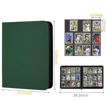 Trading Card Binder 12 Pocket GERMUN PU Cover Card Binder for 720 Cards enhanced Trading Card Holder Folders Double Sided Pocket Card Album for MTG TCG (Dark Green)