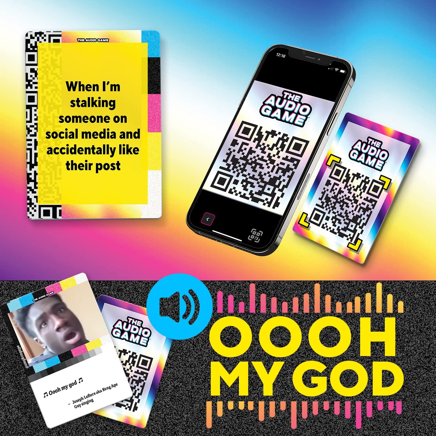 The Audio Game - A Raunchy Card Game - Use Viral Social Media Clips To Roast Your Friends - Hear The Hilarious Cards - Game Nigh