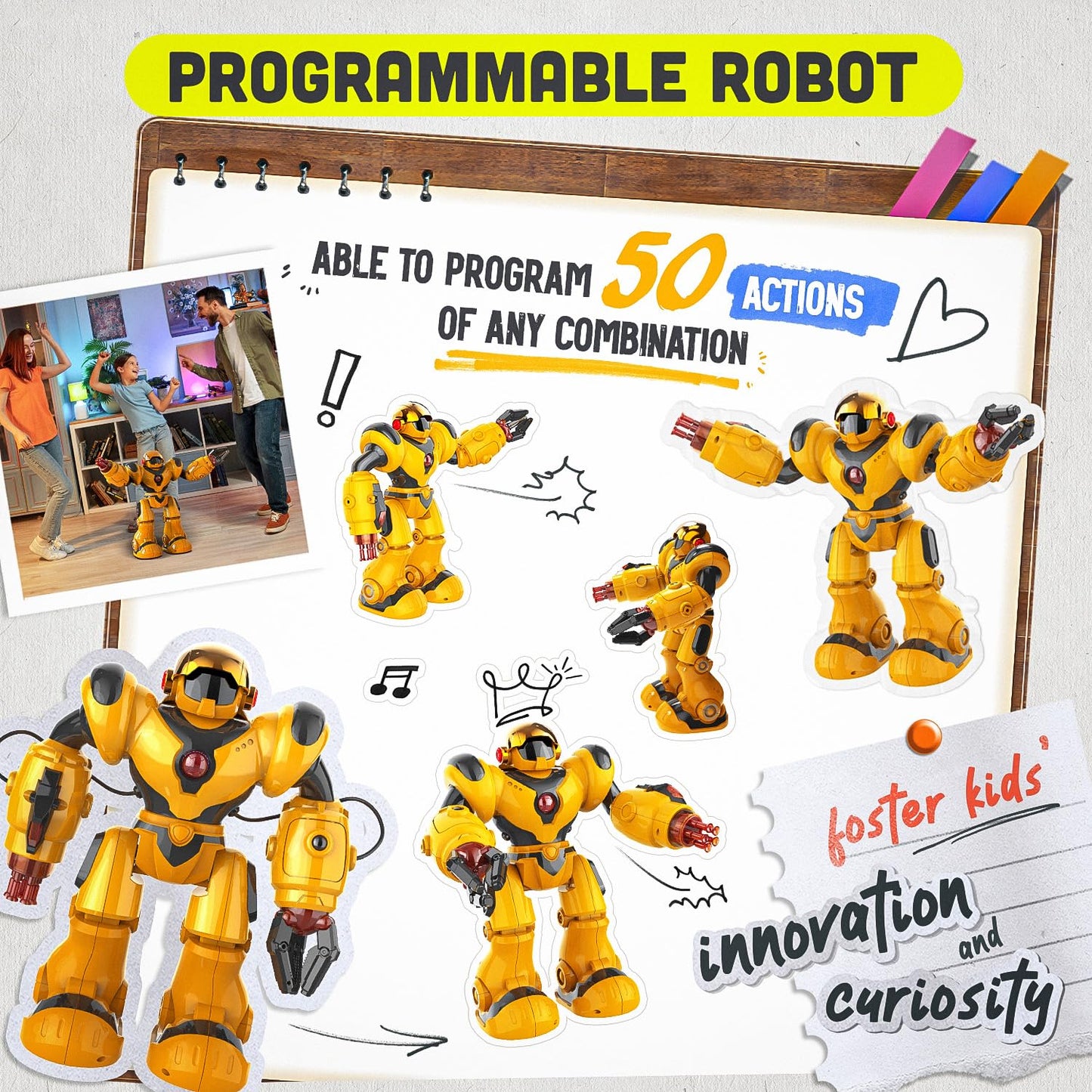 Bezgar Robot Toys For Kids 3-12 Years Old - Big Rc Robot Programmable Dancing With 22 Actions, Remote Control Emo Robots Support