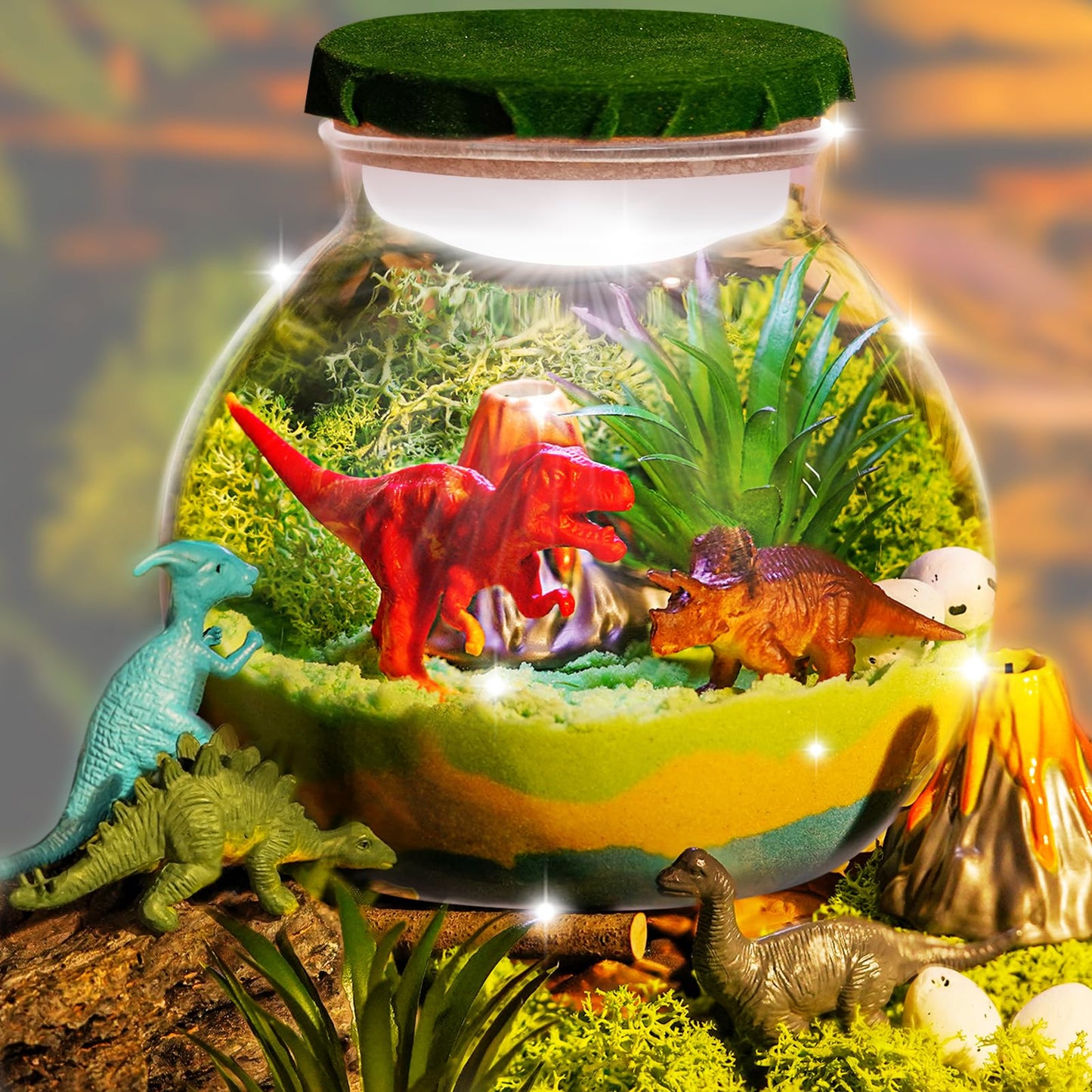 Light-Up Dinosaur Terrarium Kit For Kids, Diy Dino Toys Arts & Crafts Gift For Boys Age 4 5 6 7 8-12 Years Old, Led Night Light