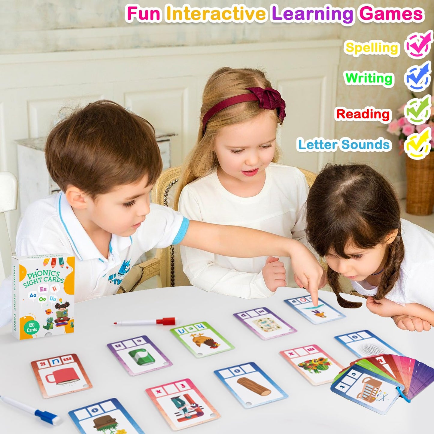 Alened Phonics Sight Words And Spelling Games, Phonics Game Pad For Kids Ages 4-6, Cvc Word Writing Activities, Preschool To Kin