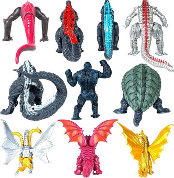 Jaykenixo 10Pcs New Dragon Action Figures King Of The Monsters - Dragon Vs Kong Mini Monster Orangutan Playsets
