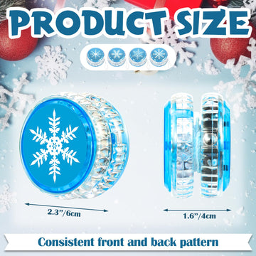Wettarn 24 Pcs Froze Party Favors Snowflake Magic Birthday Party Supplies Winter Princess LED Lighted Yo Yo Bulk Froze Theme Toy