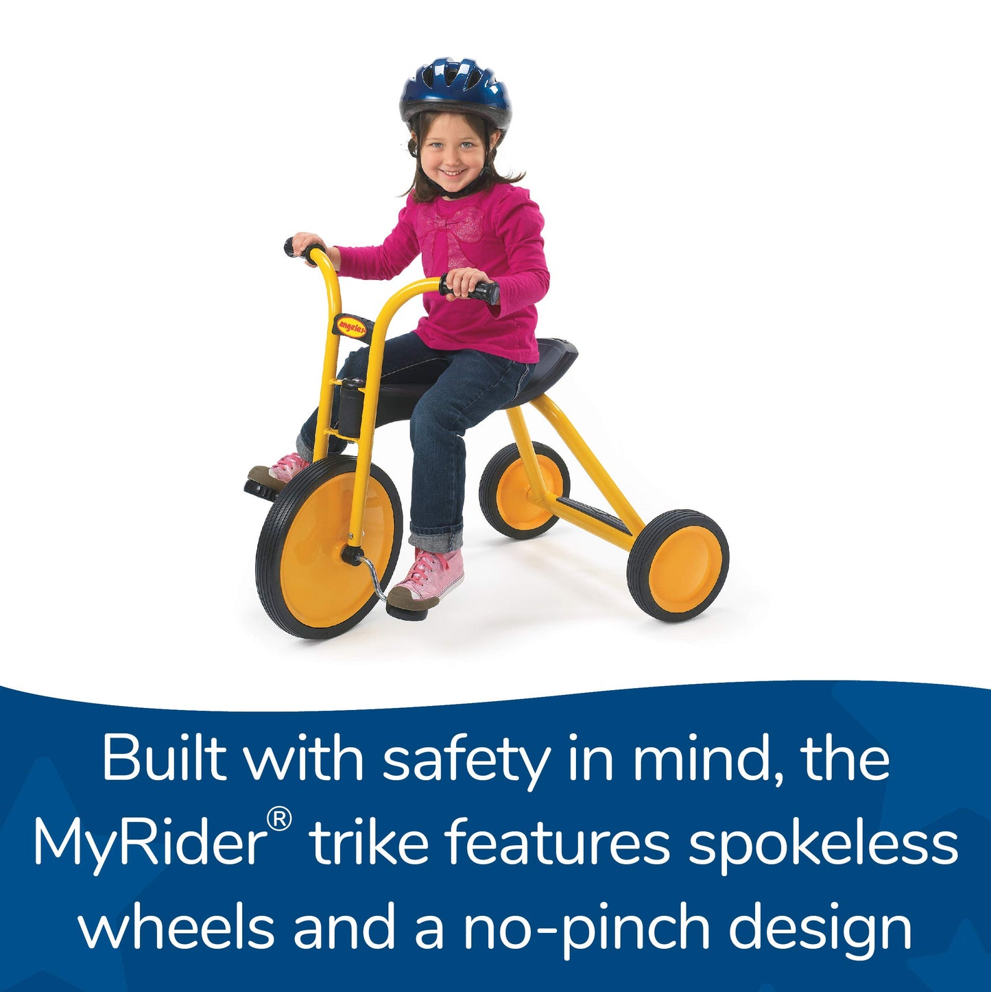 Myrider Toddler Trike, Kids Tricycle For Preschool, Daycare, Playground Kids Tricycles, Rubber Tires, Yellow/Black, 14.5'' Maxi