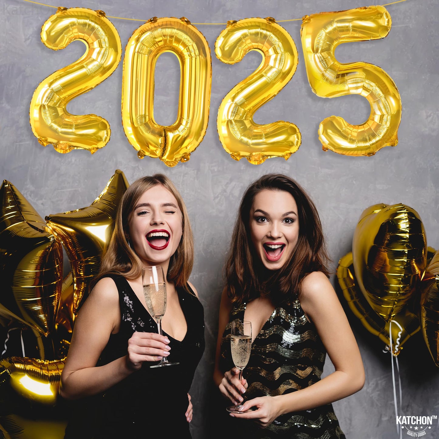 Katchon, Gold 2024 Balloon Numbers - 16 Inch | 2024 Balloons Gold For Happy New Years Decorations 2024 | Gold New Years Balloons | 2024 Gold Foil Number Balloons For New Years Eve Party Supplies 2024