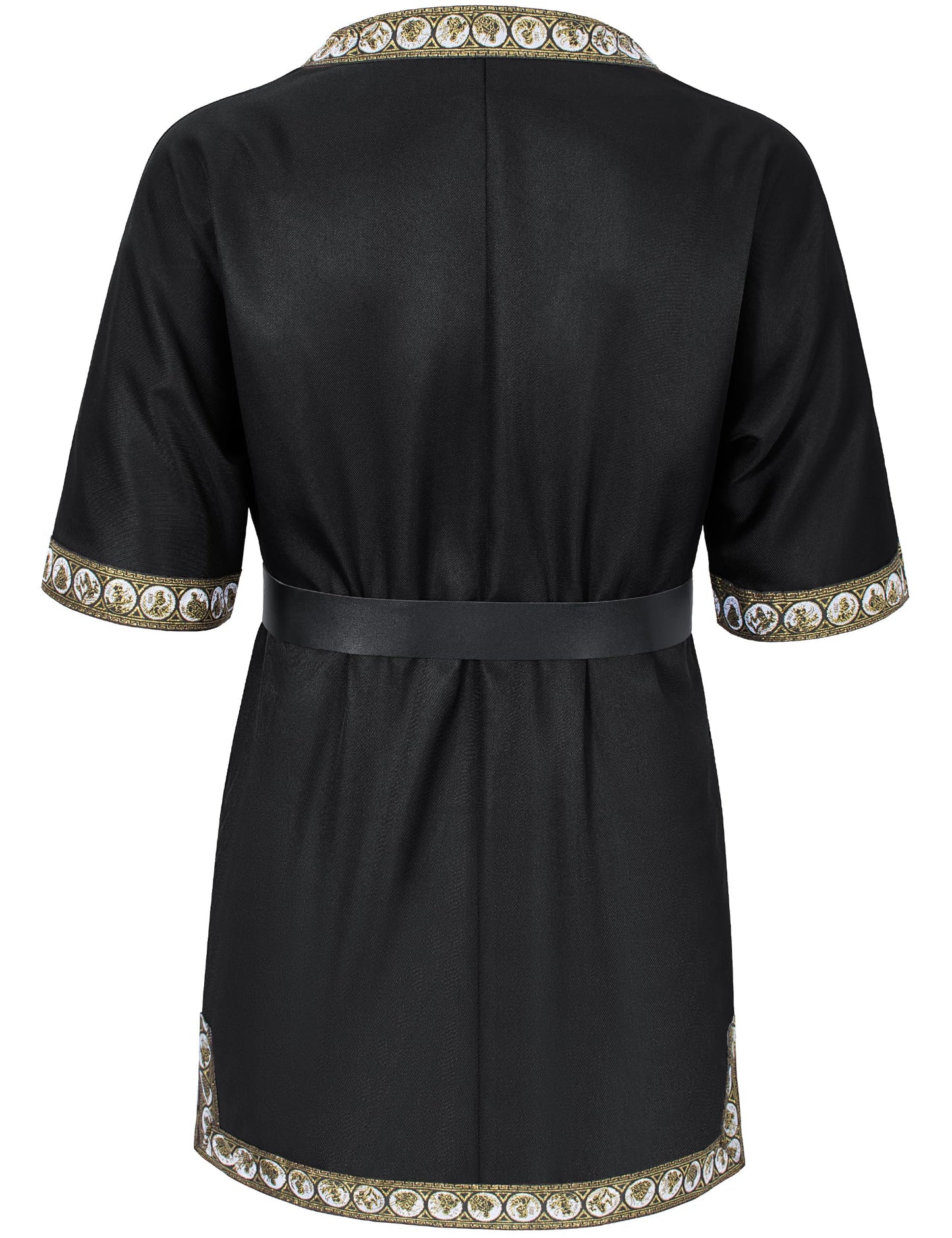 Kids Medieval Costume Boys Viking Tunic Knight Warrior Renaissance Shirts With Belt 4-6T Black