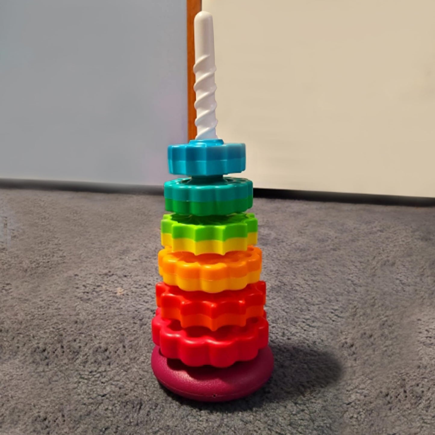 CAPT.GOOSE Baby Spinning Toy - Rainbow Stacking Toy for Toddlers, Educational Learning, Focus & Dexterity, Small, Multiple Colors