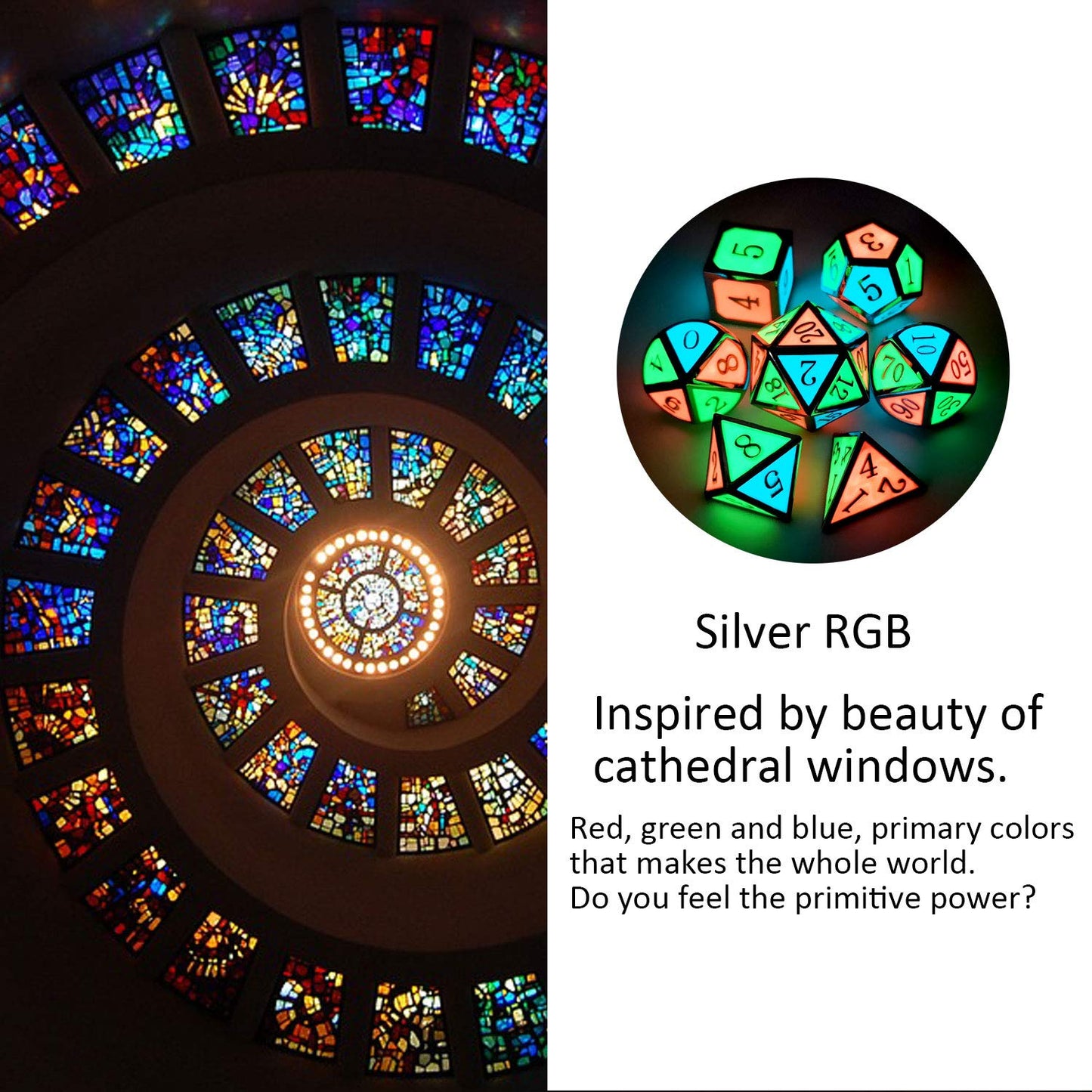 Haxtec Glow in The Dark Glowing Blue Red Green Silver Metal Dice Set D&D 7PCS DND Dice Set for Dungeons and Dragons RPG Games-Si