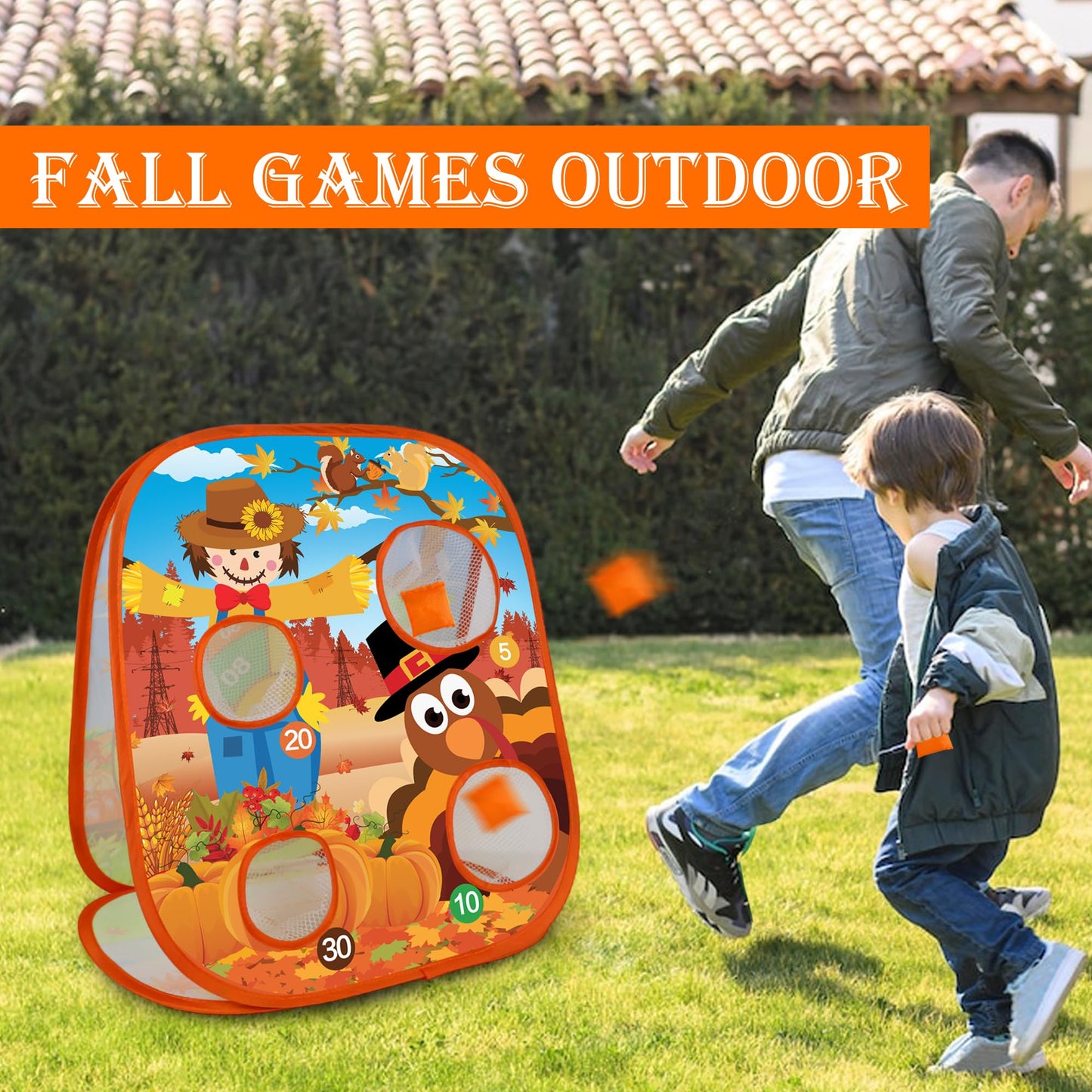 Fall Thanksgiving Bean Bag Toss Games For Kids, Fall Festival Party Games Outdoor Indoor Turkey Dart Board For Kids Carnival Gam