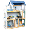 Lil' Jumbl Kids Wooden Dollhouse, 17-Piece Accessories & Furniture Are Included, With Balcony & Stairs, 3 Story Easy To Assemble
