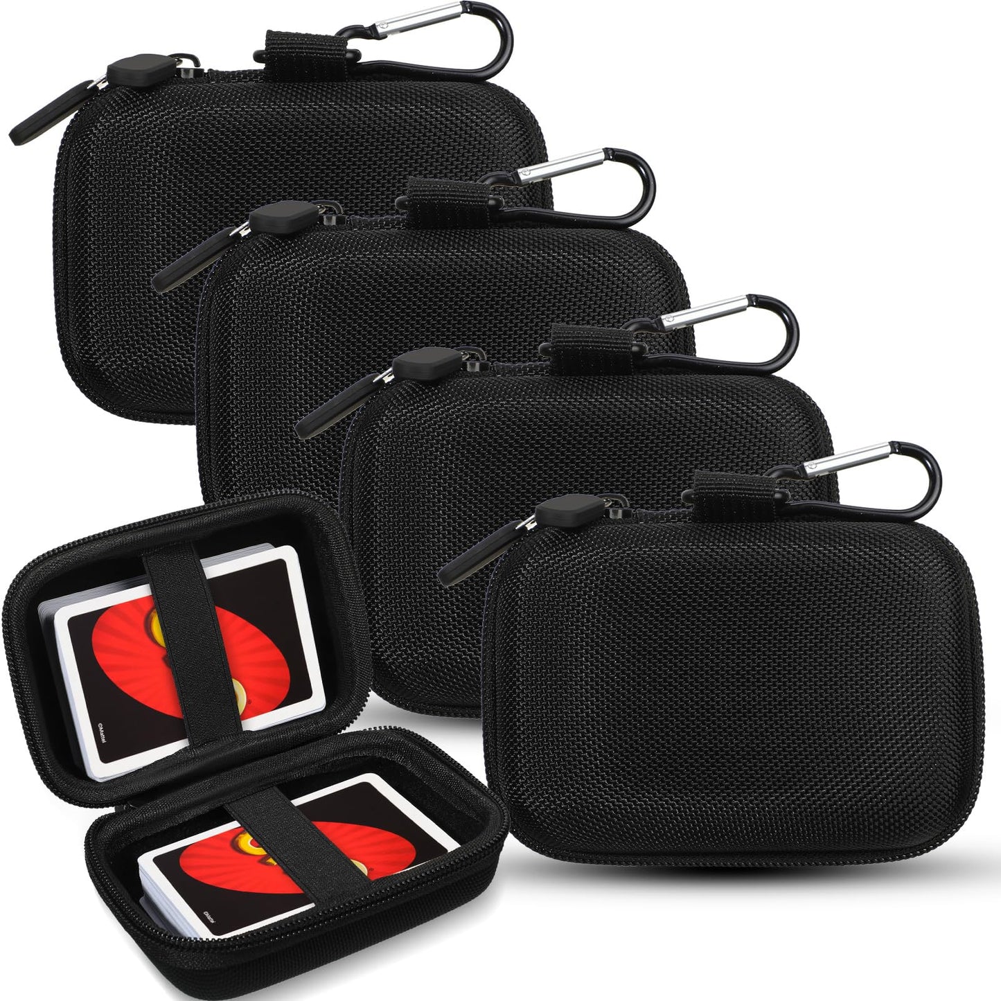 Sanwuta 4 Pcs Playing Card Case Hard EVA Travel Carrying Case for Classic Game Playing Card Box, 5 x 3.6 x 2.2 Inches (Not Inclu