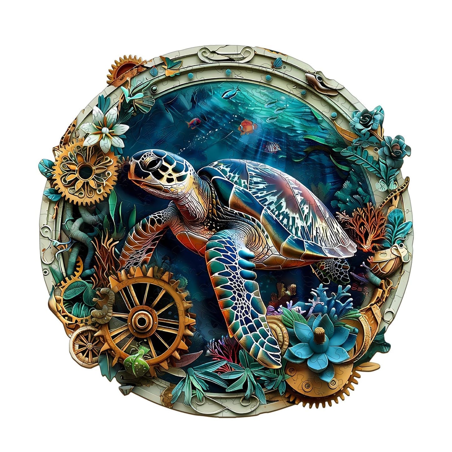 Wooden Puzzles For Adults, Embossed Sea Turtle Puzzle For Adults, Unique Shaped Wooden Jigsaw Puzzles, Wood Puzzles Adult, For A